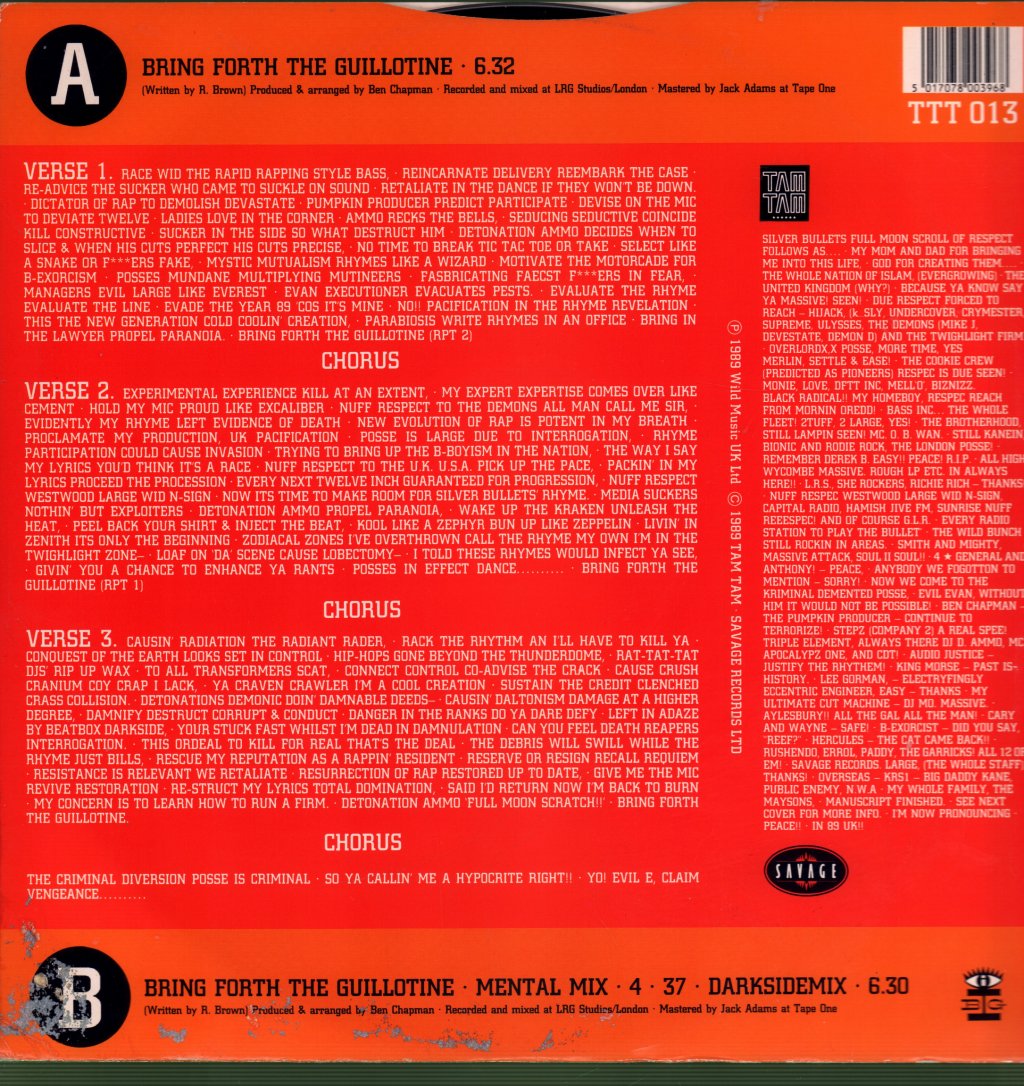 Silver Bullet - Bring Forth The Guillotine (The Ben Chapman Mixes) - 12 Inch