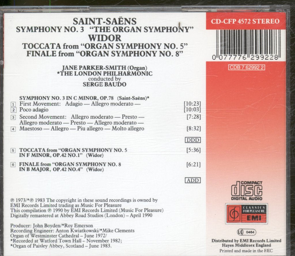 London Philharmonic, Jane Parker-Smith, Serge Baudo - Saint Saens - Symphony No. 3 "The Organ Symphony" - Cd