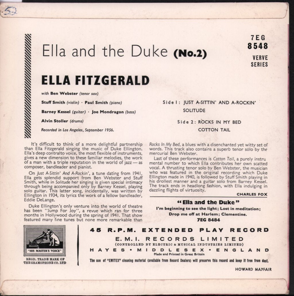 Ella Fitzgerald - Ella And The Duke (No. 2) - 7 Inch