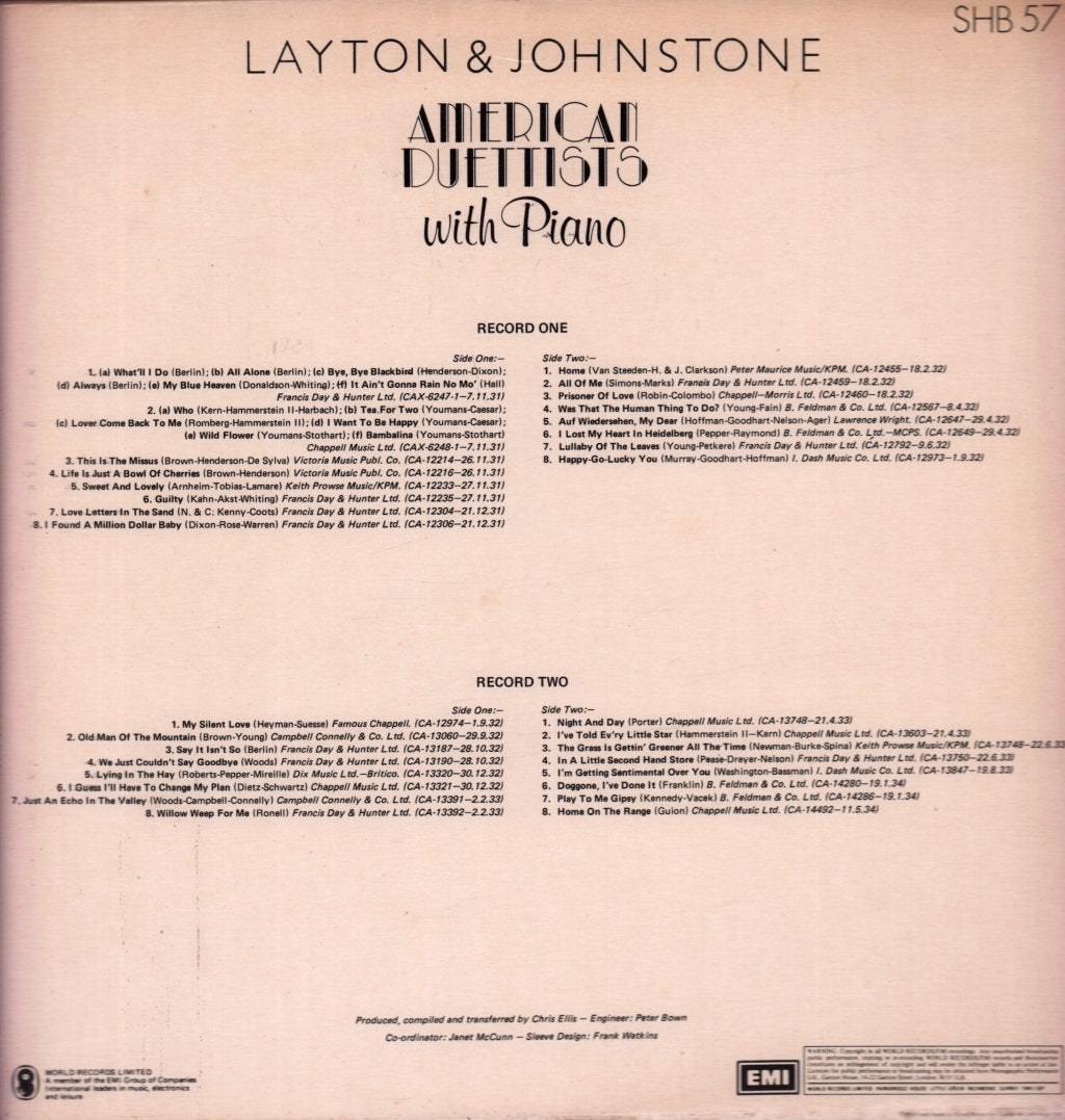 Layton And Johnstone - American Duettists With Piano - Lp