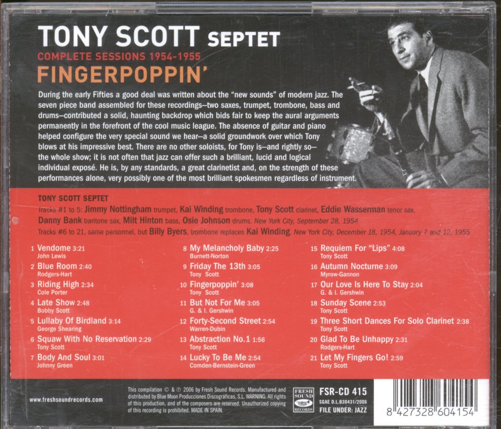 Tony Scott Septet - Fingerpoppin' - Cd