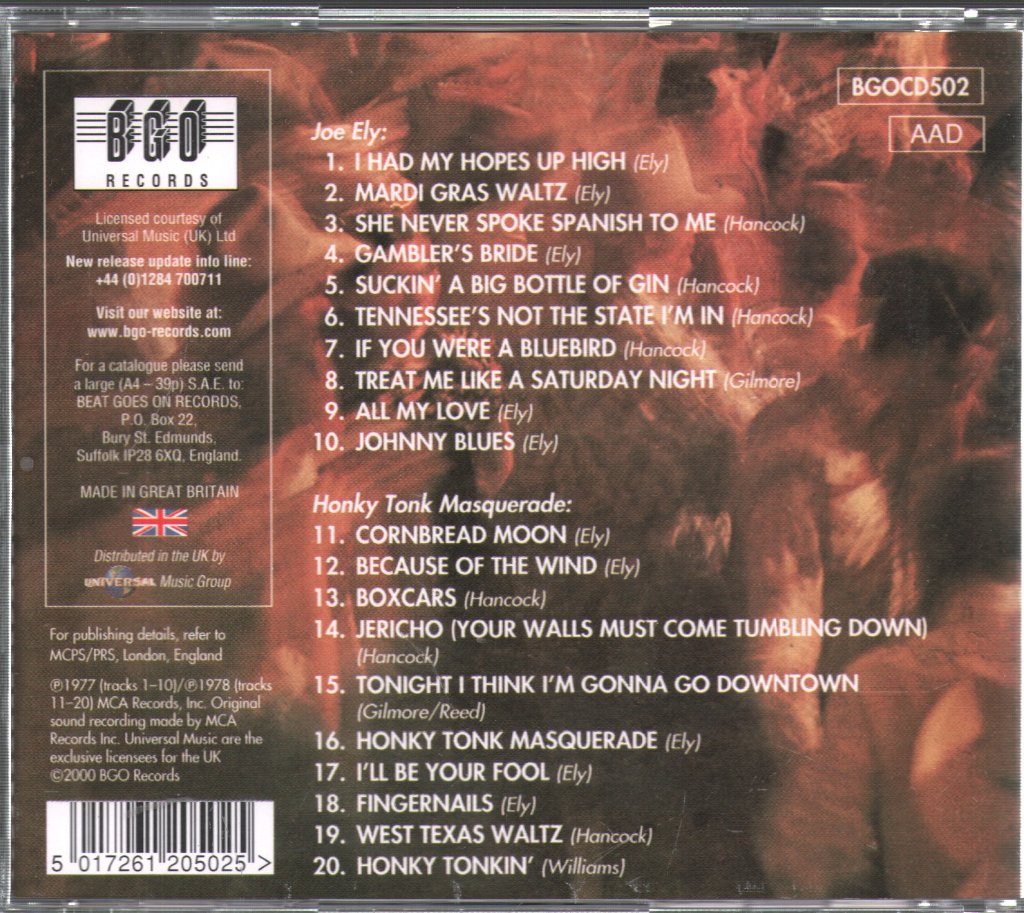 Joe Ely - Joe Ely / Honky Tonk Masquerade - Cd