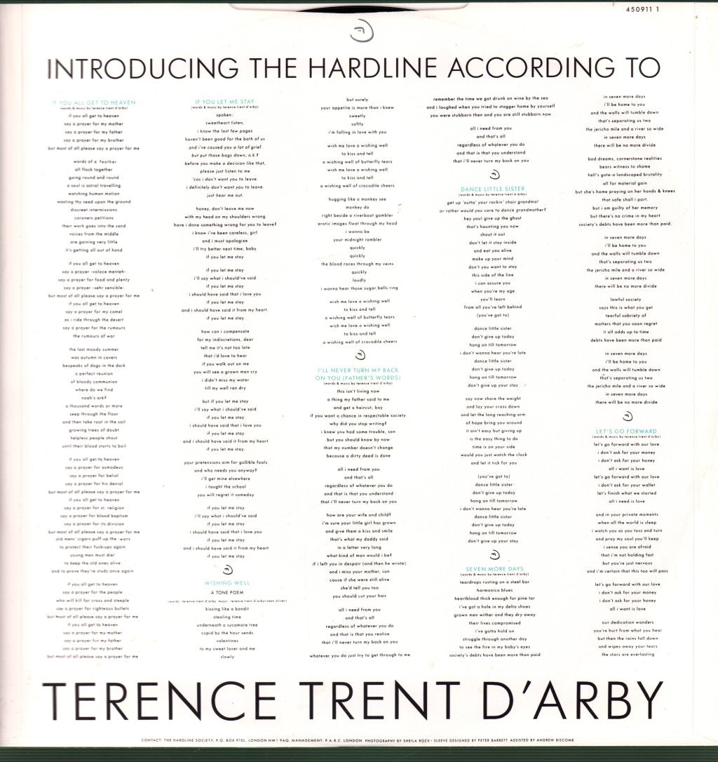 Terence Trent D'Arby - Introducing The Hardline According To - Lp