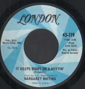 Margaret Whiting - It Keeps Right On A Hurtin' - 7 Inch
