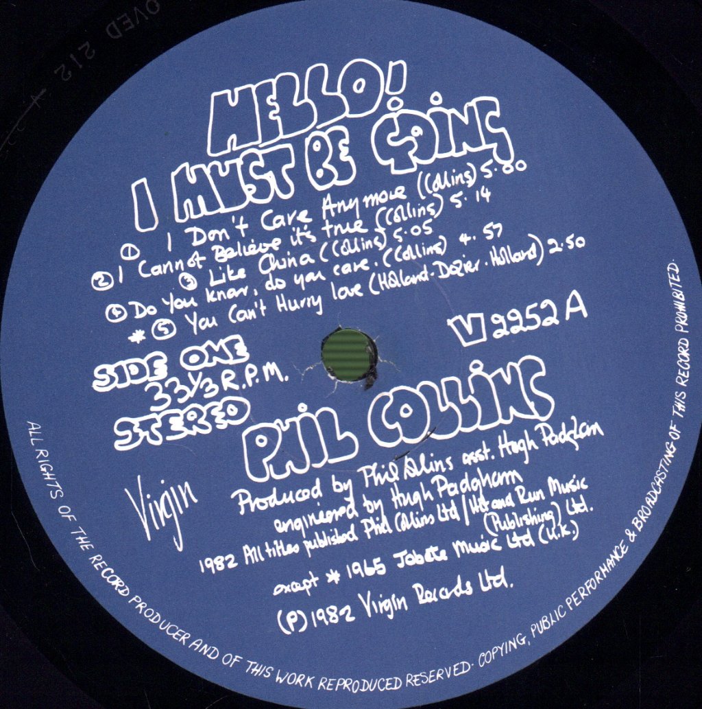 Phil Collins - Hello, I Must Be Going - Lp
