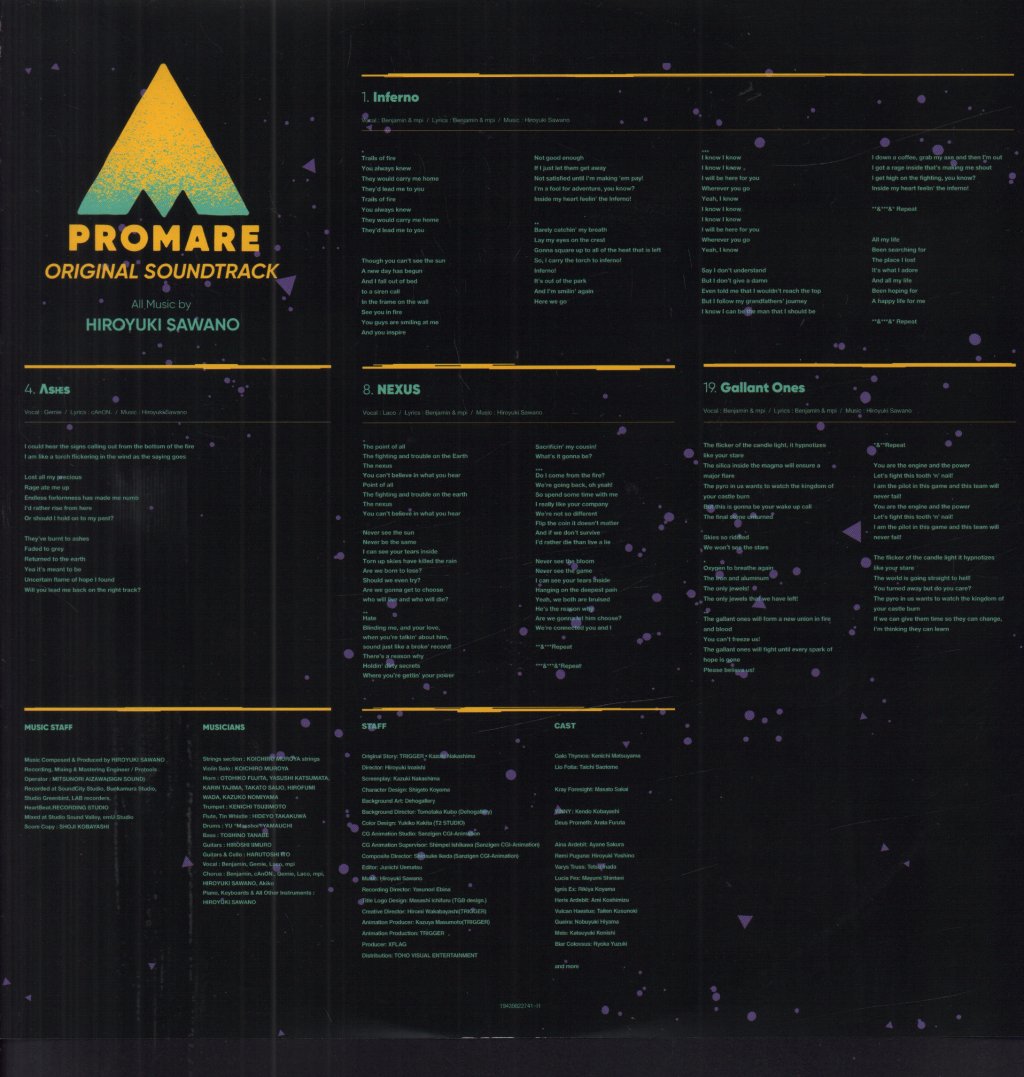 Hiroyuki Sawano - Promare Original Soundtrack - Double Lp