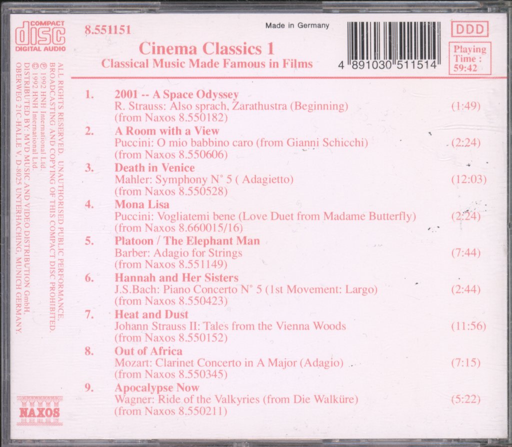 Various Artists - Cinema Classics 1 - Cd
