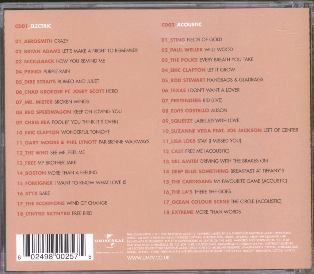 Various Artists - Quiet Storm (The Best In Electric & Acoustic Rock Ballads) - Double Cd