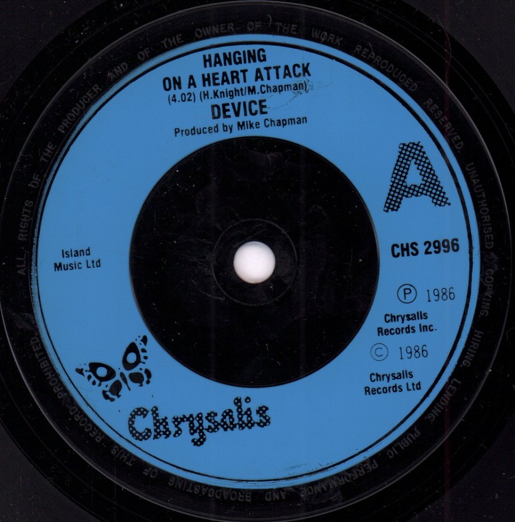 Device - Hanging On A Heart Attack - 7 Inch