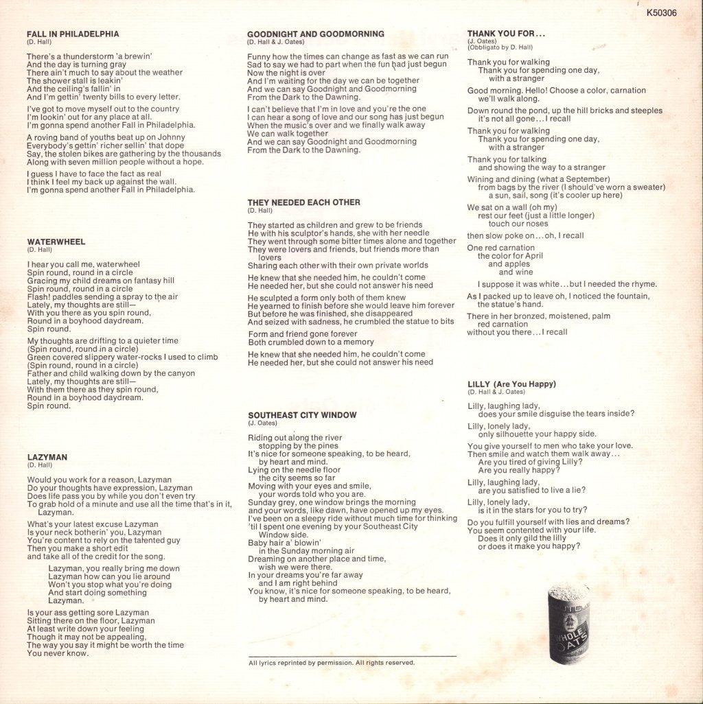 Daryl Hall And John Oates - Whole Oats - Lp