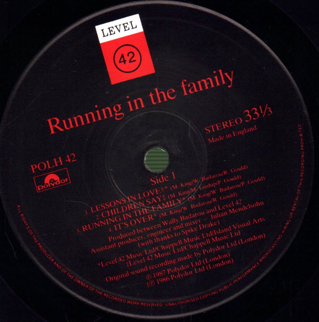 Level 42 - Running In The Family - Lp
