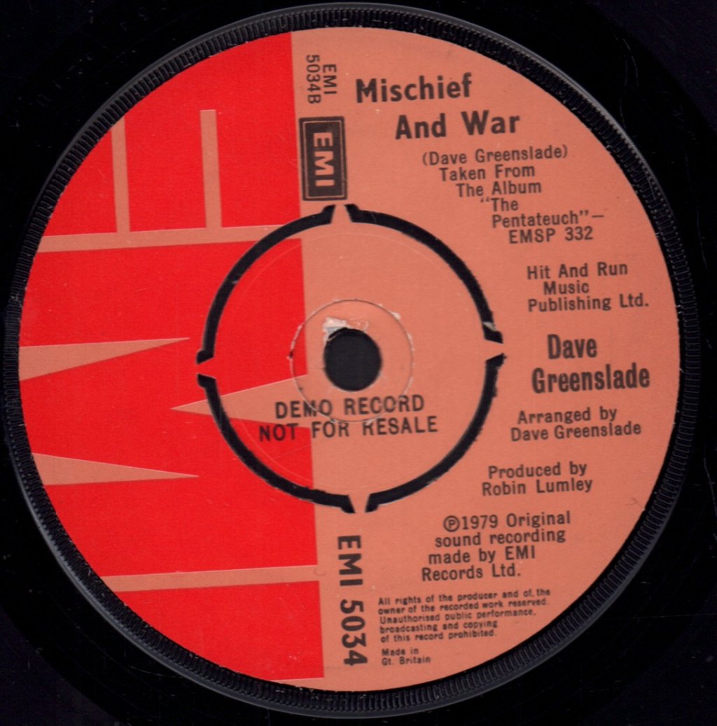 Dave Greenslade - Pentateuch - 7 Inch