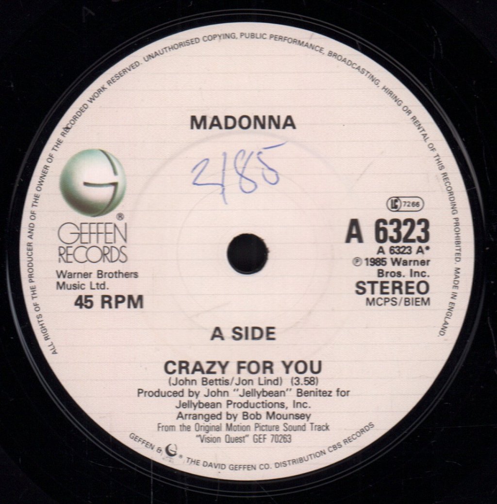 Madonna - Crazy For You - 7 Inch