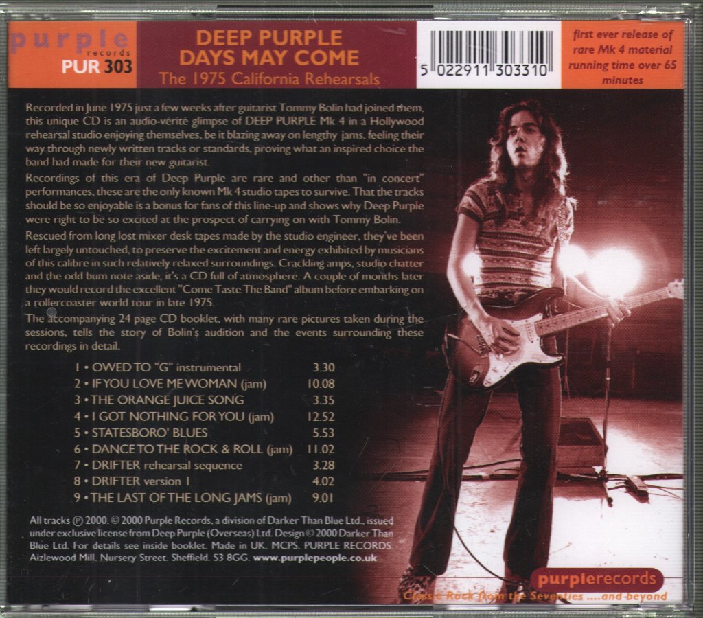 Deep Purple - Days May Come And Days May Go (The California Rehearsals ∙ June 1975) - Cd