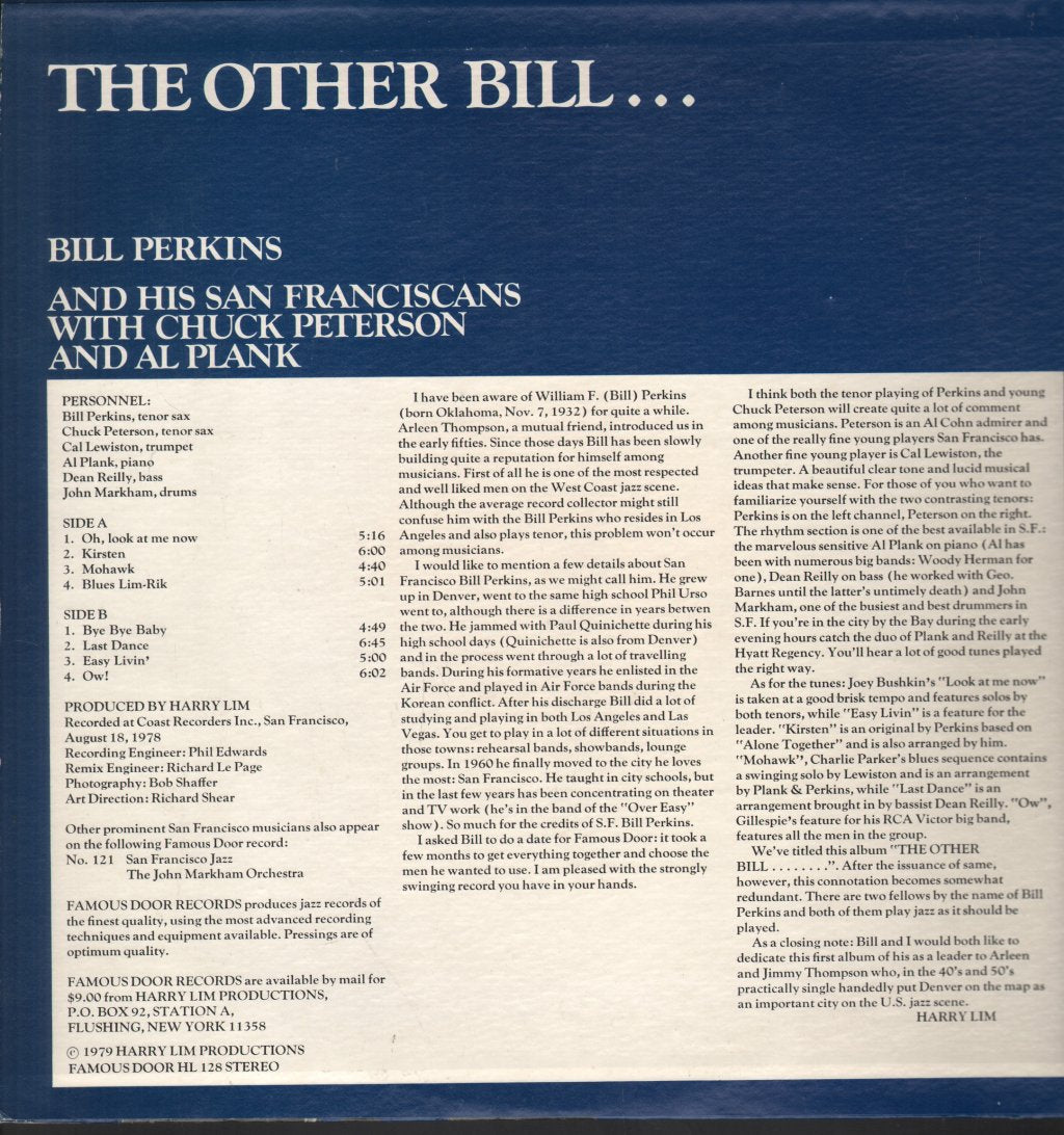 Bill Perkins And His San Franciscans - Other Bill... - Lp