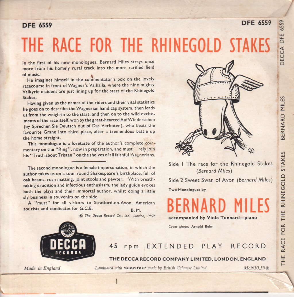 Bernard Miles - Race For The Rhinegold Stakes - 7 Inch