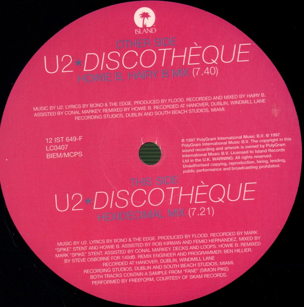 U2 - Discothèque - Triple 12 Inch