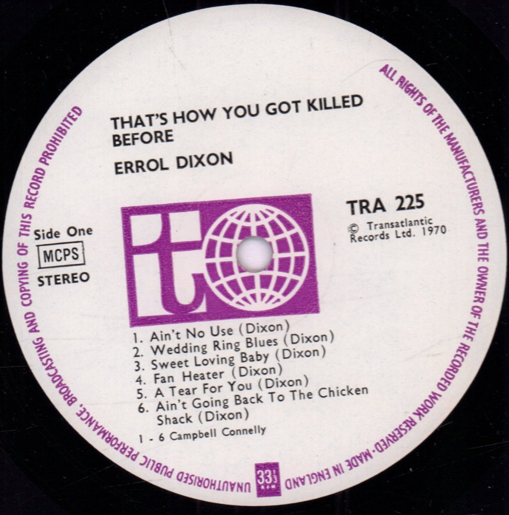 Errol Dixon - That's How You Got Killed Before - Lp