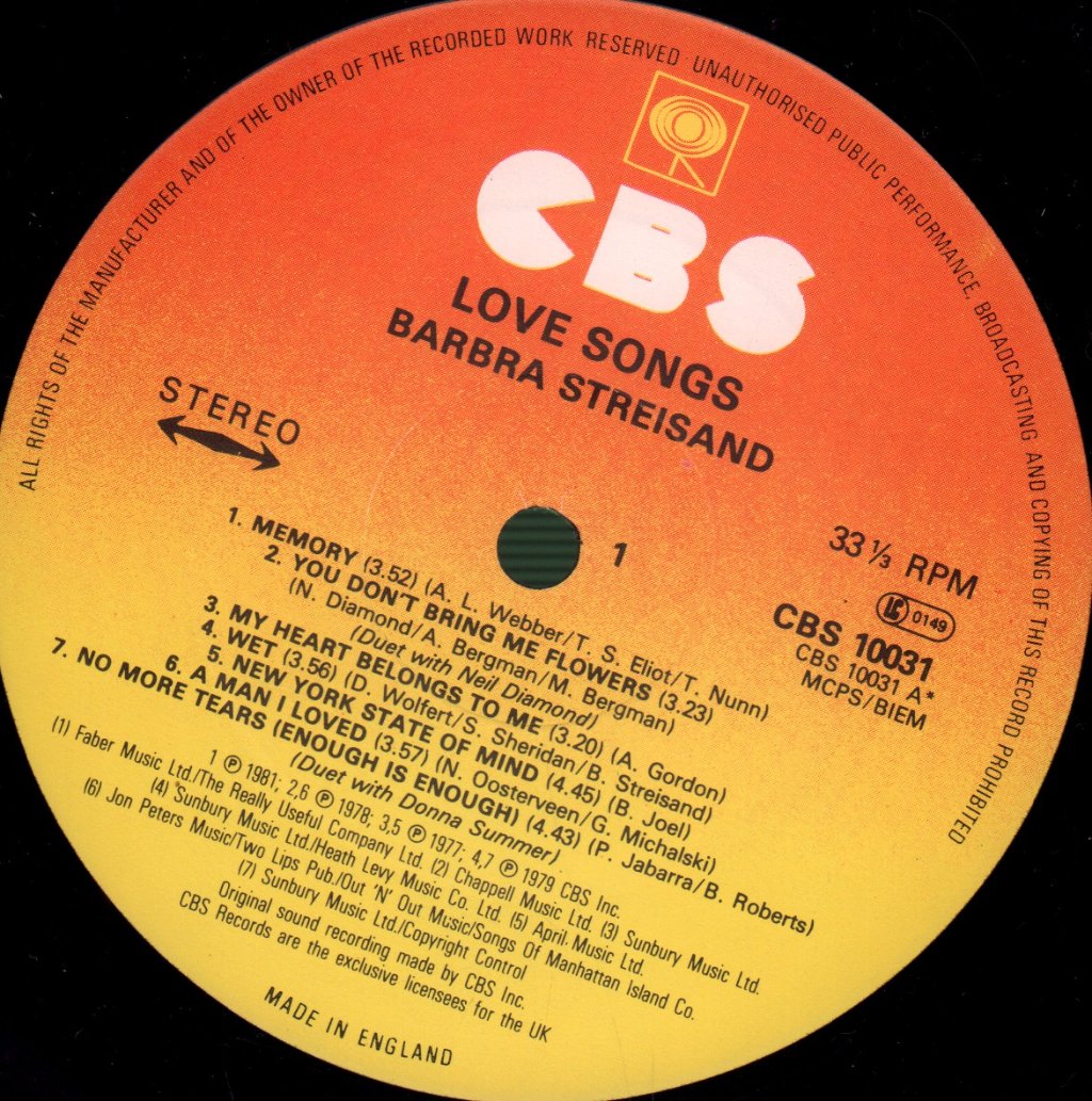 Barbra Streisand - Love Songs - Lp