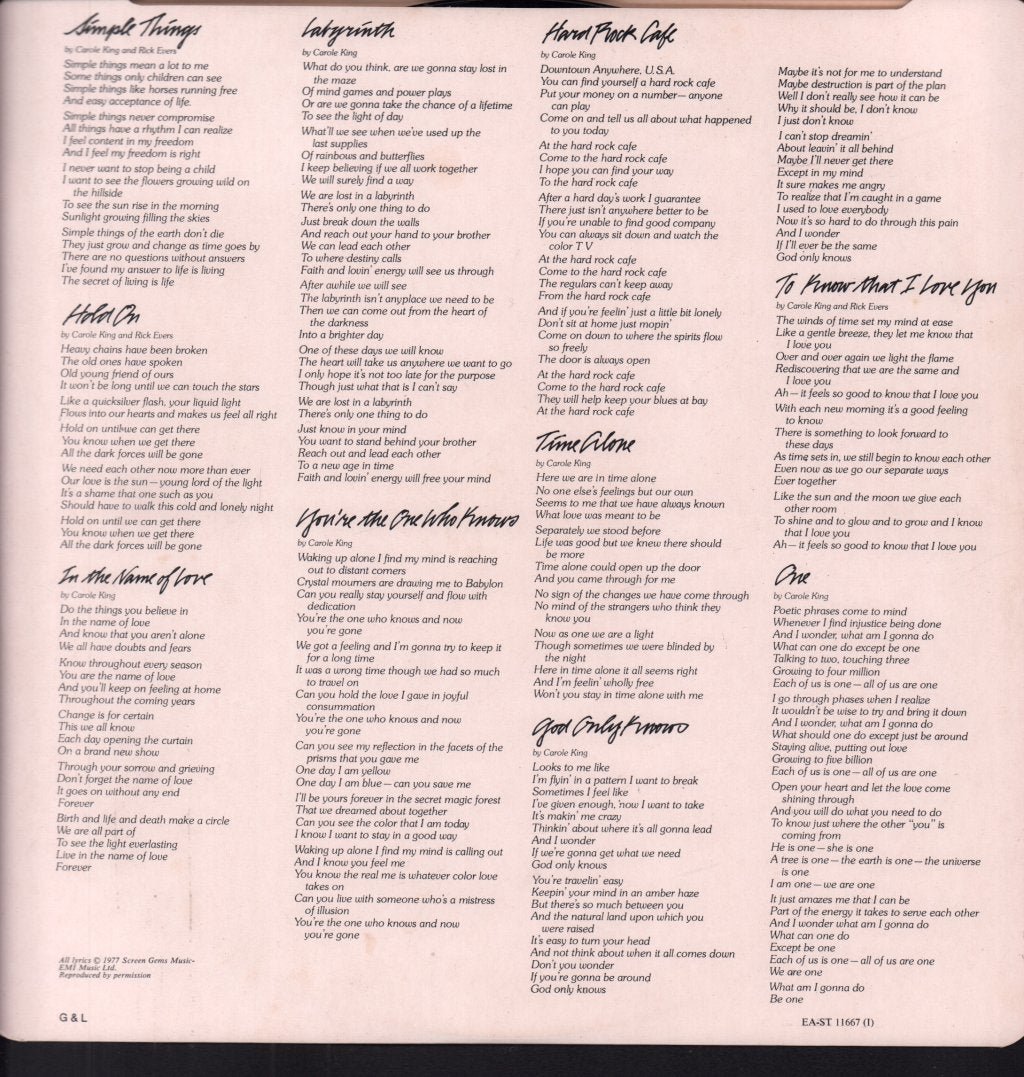 Carole King - Simple Things - Lp