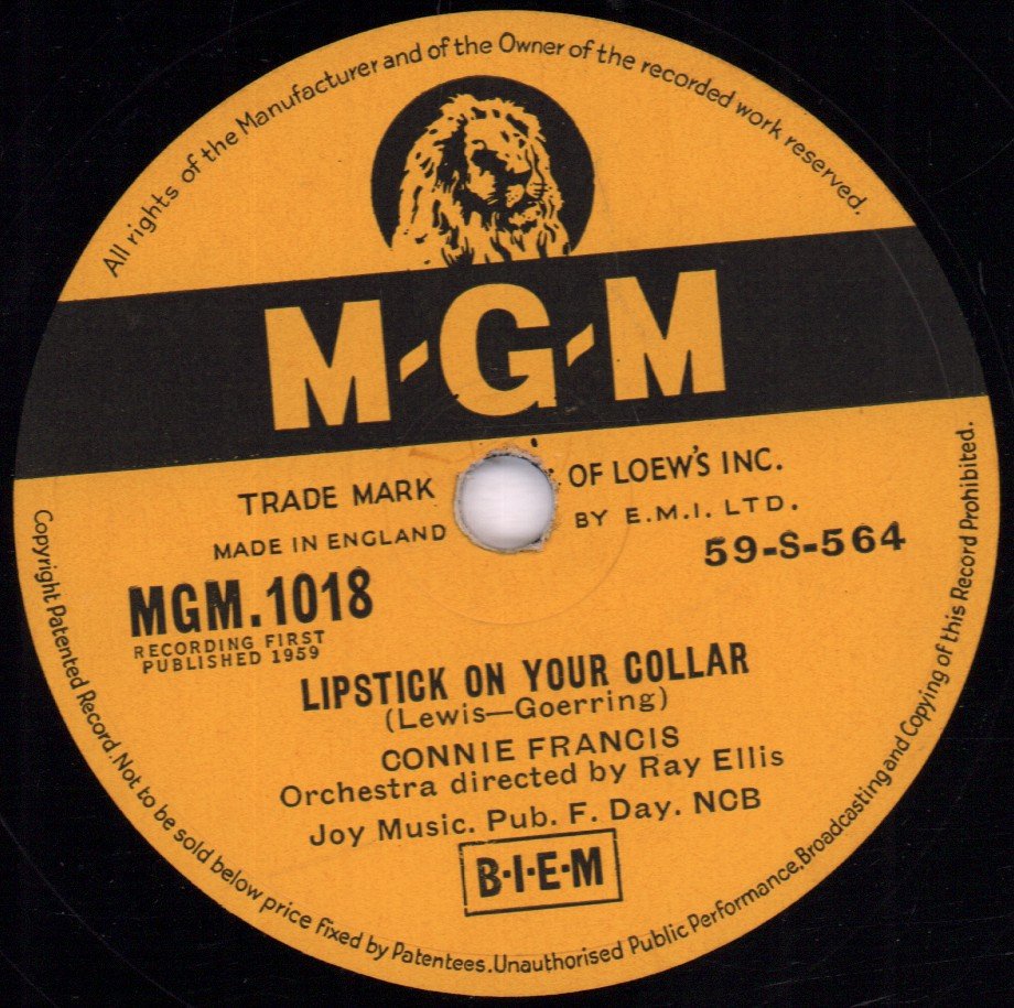 Connie Francis - Lipstick On Your Collar / Frankie - 78