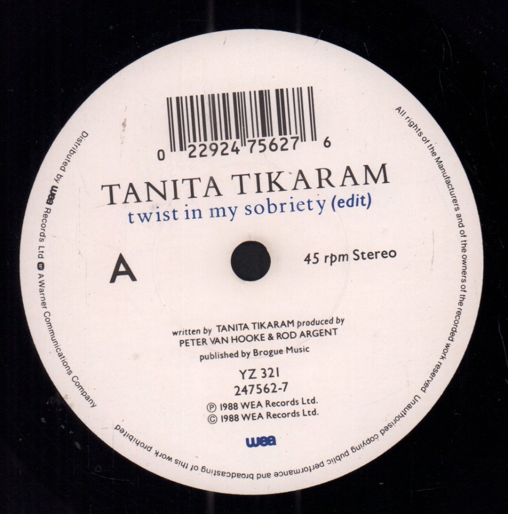 Tanita Tikaram - Twist In My Sobriety - 7 Inch