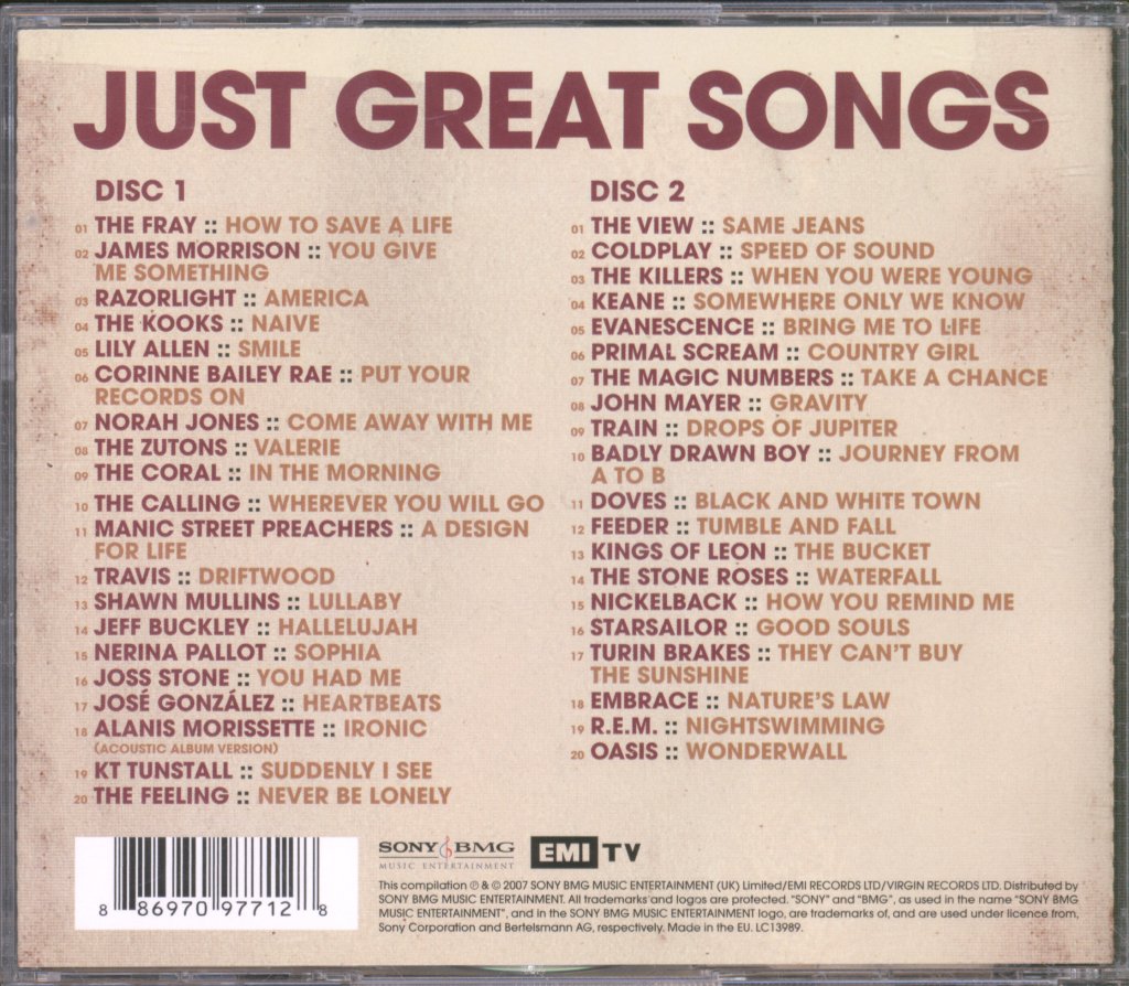 Various Artists - Just Great Songs - Double Cd