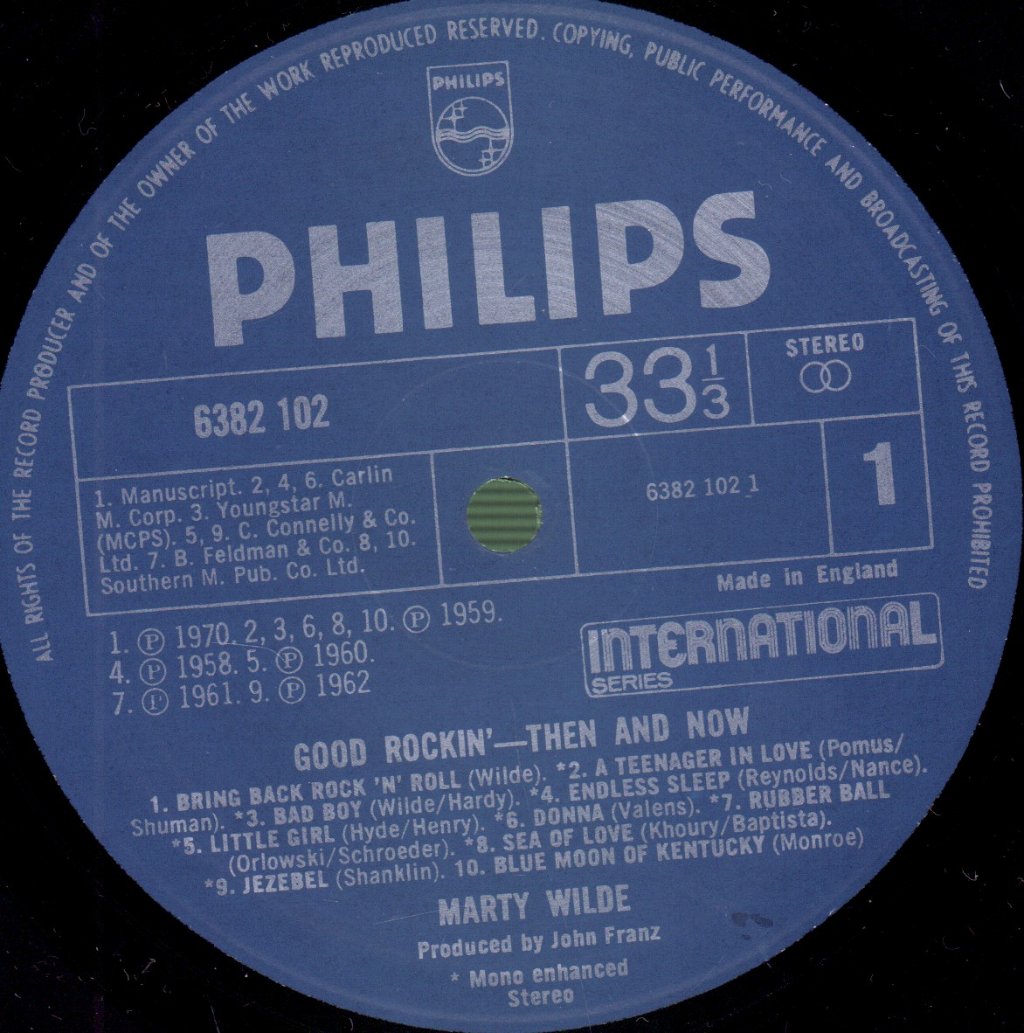 Marty Wilde - Good Rockin' - Then And Now - Lp