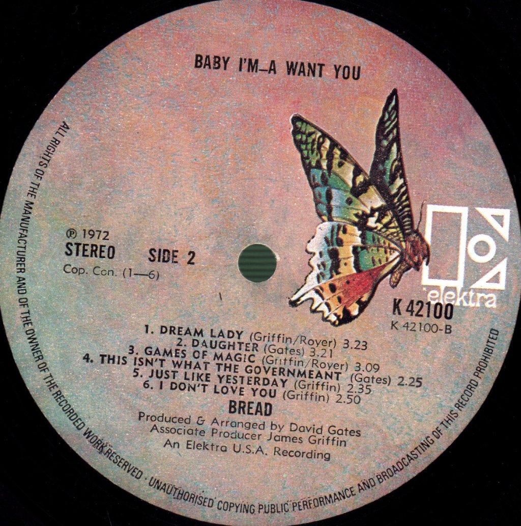 Bread - Baby I'm A Want You - Lp