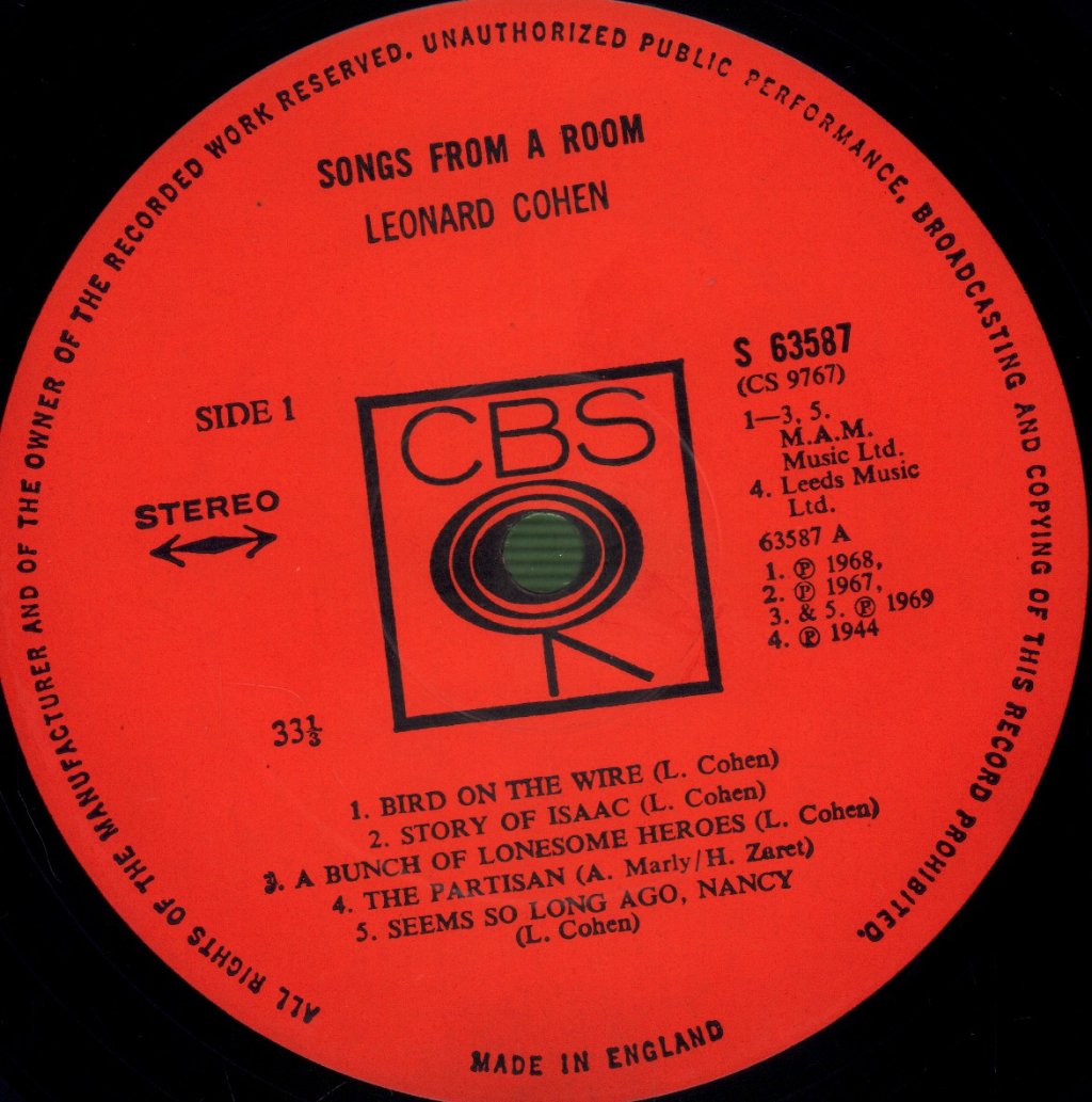 Leonard Cohen - Songs From A Room - Lp