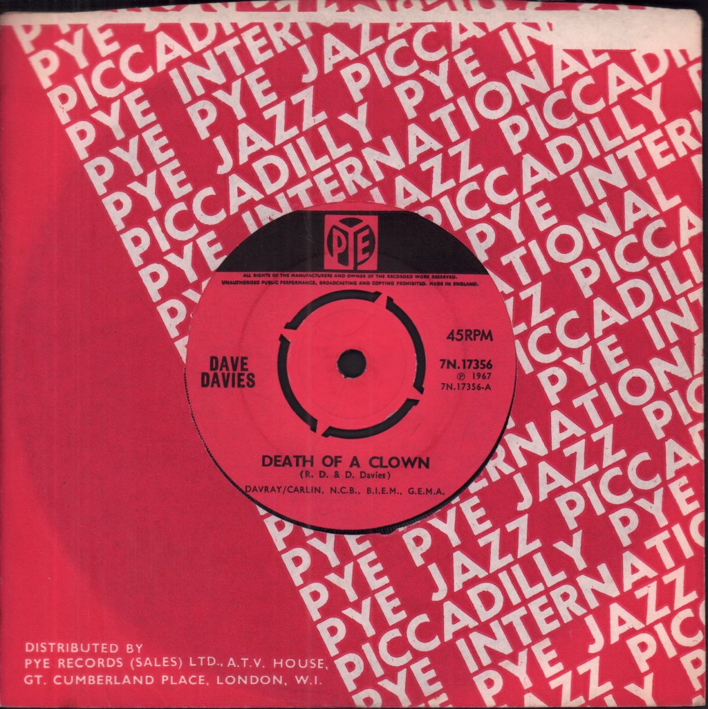 Dave Davies - Death Of A Clown - 7 Inch