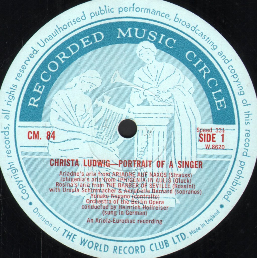 Christa Ludwig With The Orchestra Of The Berlin Opera House - Portrait Of A Singer - Lp