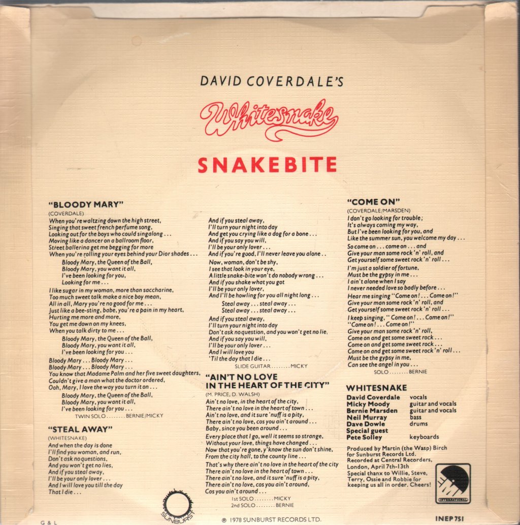 Whitesnake - Snakebite - 7 Inch