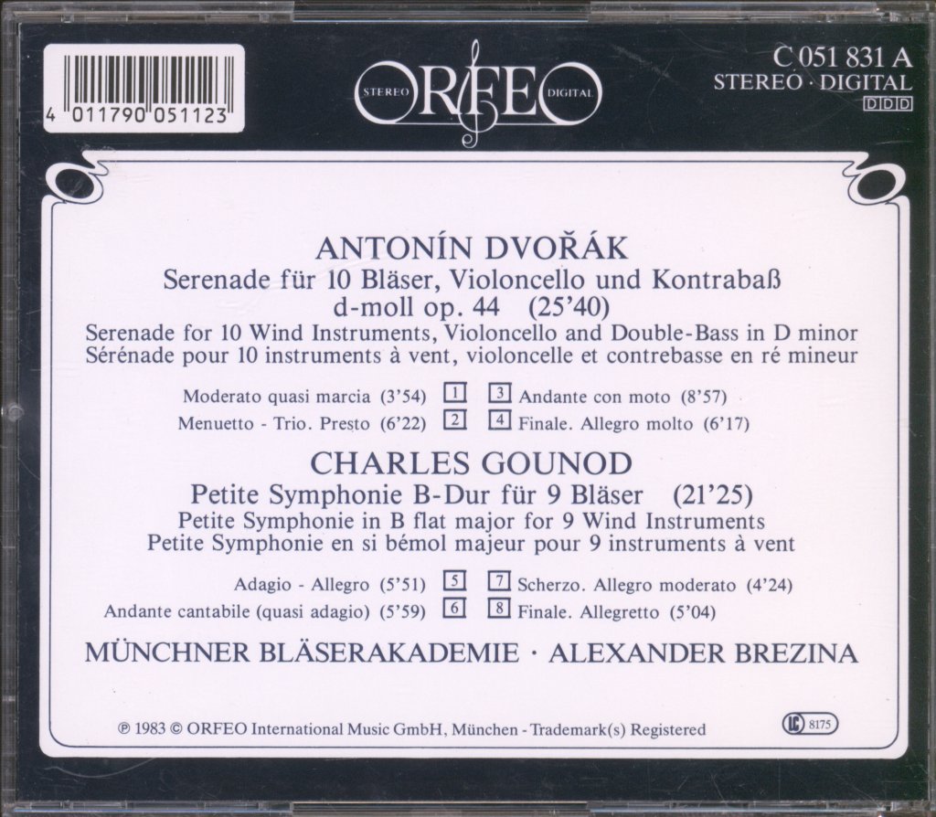 Münchner Bläserakademie, Alexander Brezina - Dvořák / Gounod - Serenade / Petite Symphonie - Cd