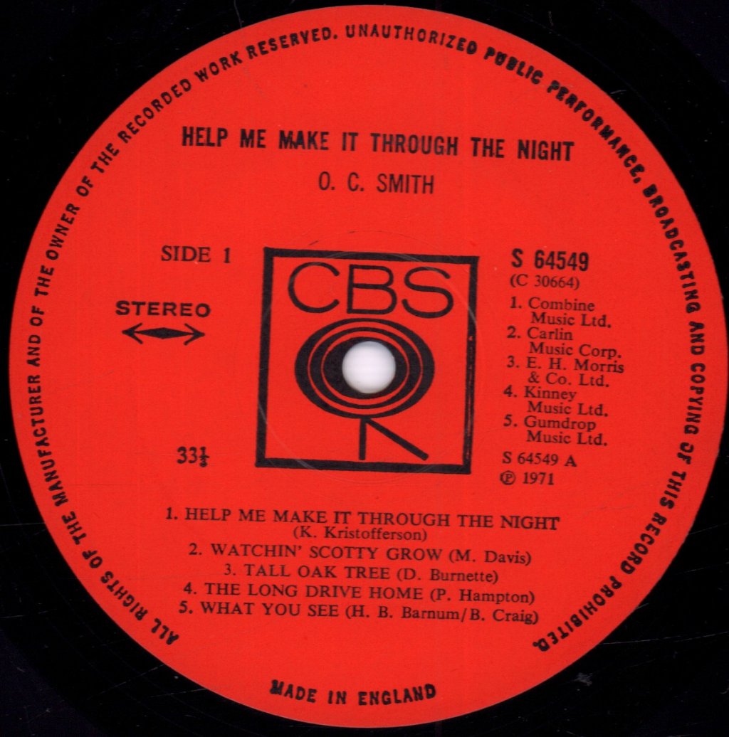 O.c.smith - Help Me Make It Through The Night - Lp