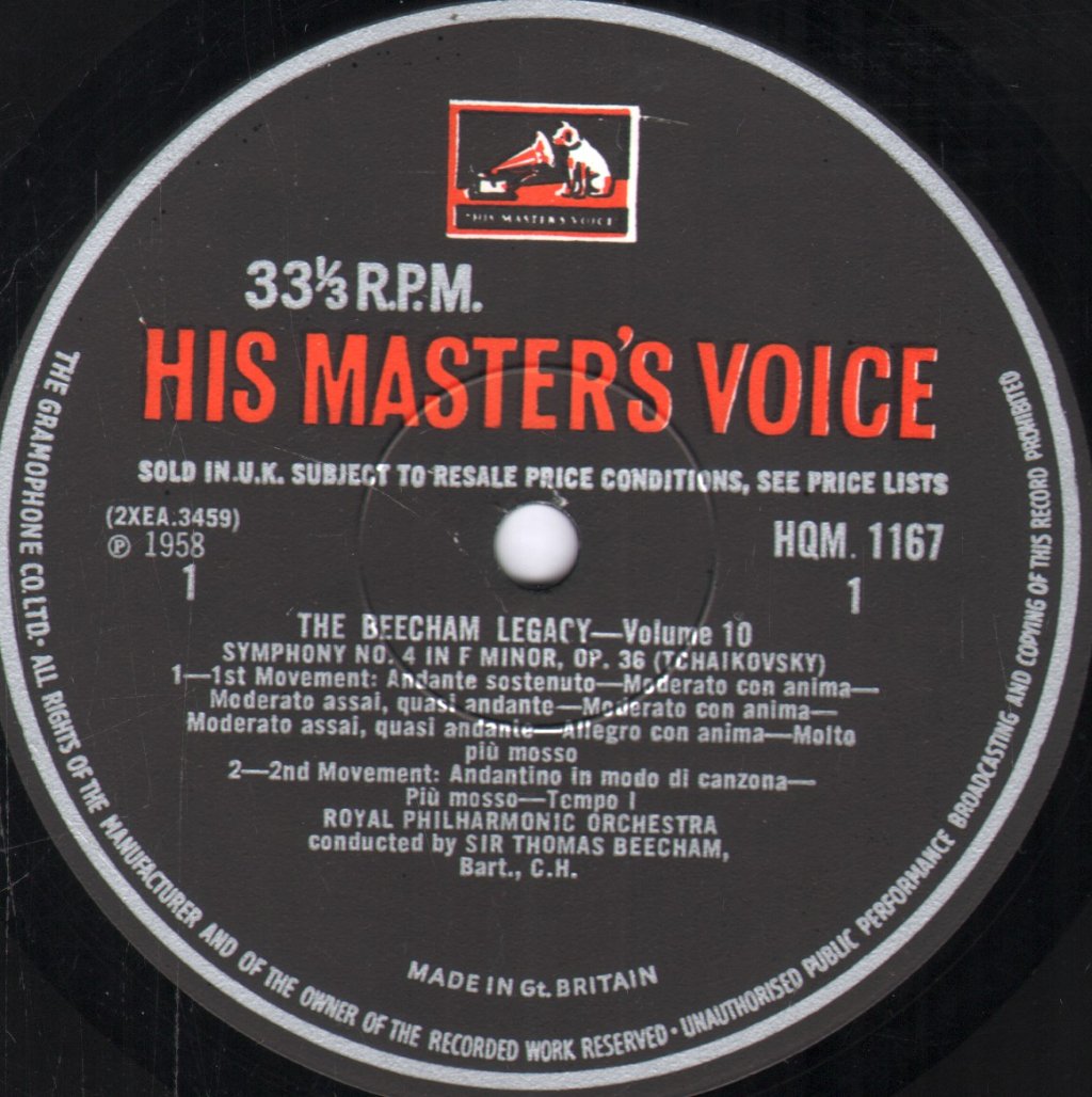Sir Thomas Beecham / Royal Philharmonic Orchestra - Beecham Legacy Volume 10 - Tchaikovsky Symphony No.4 - Lp