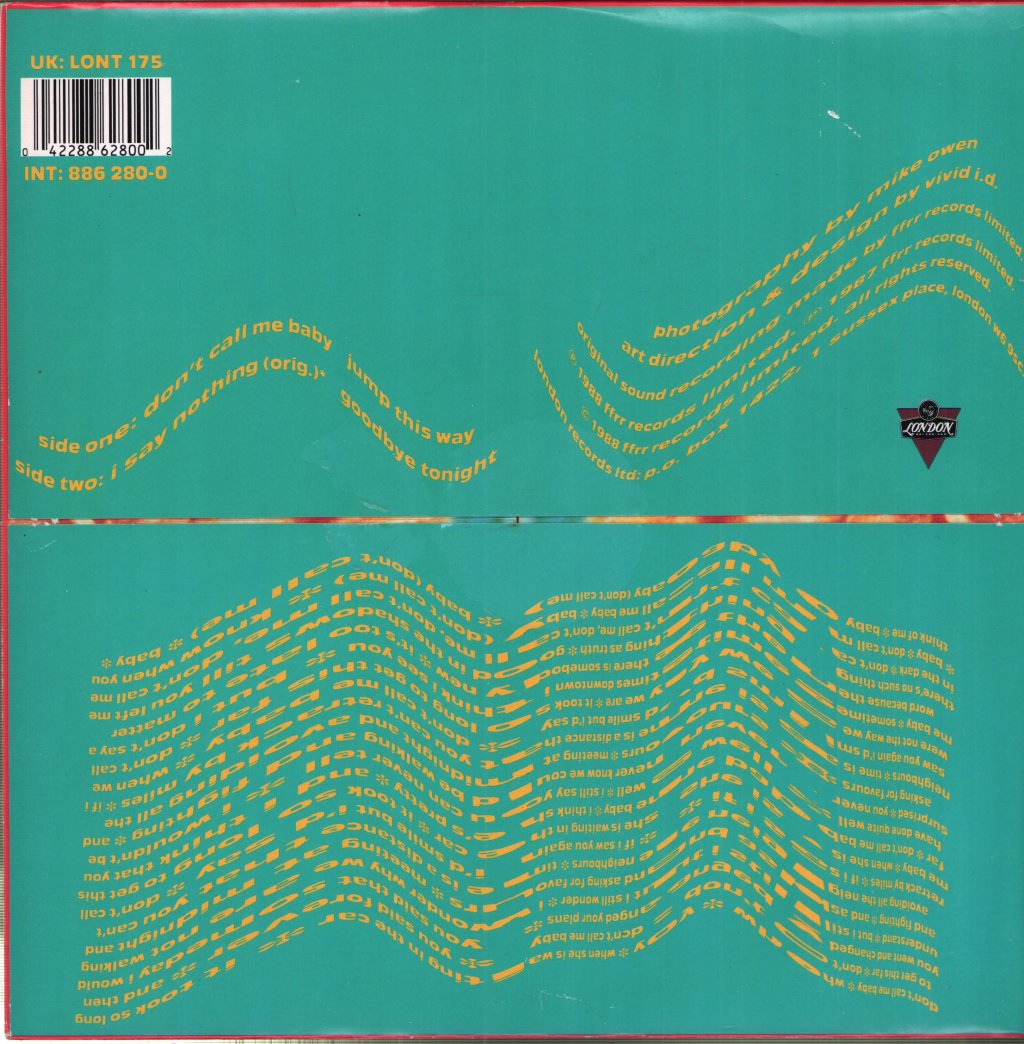 Voice Of The Beehive - Don't Call Me Baby - 10 Inch