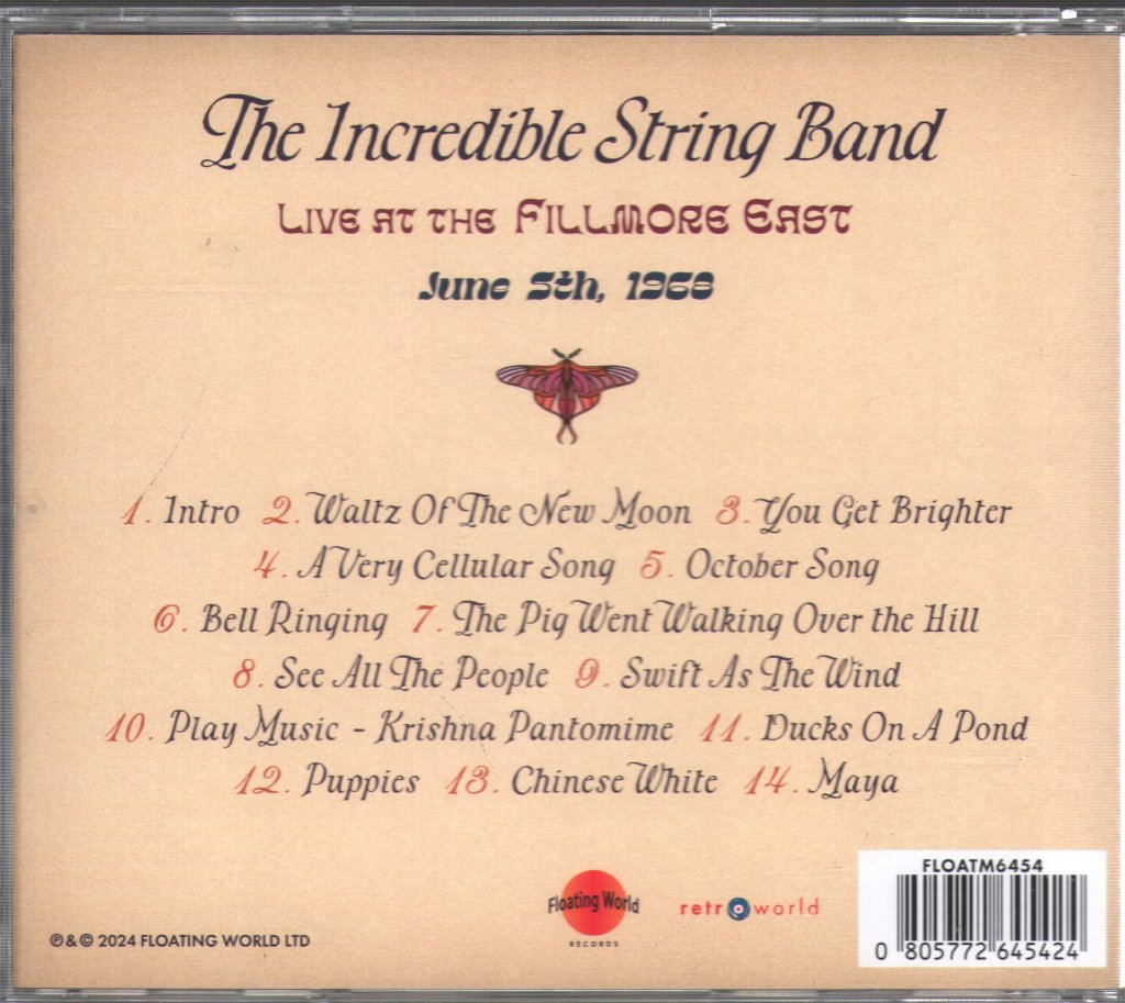 Incredible String Band - Live At The Fillmore East (June 5th,1968) - Cd
