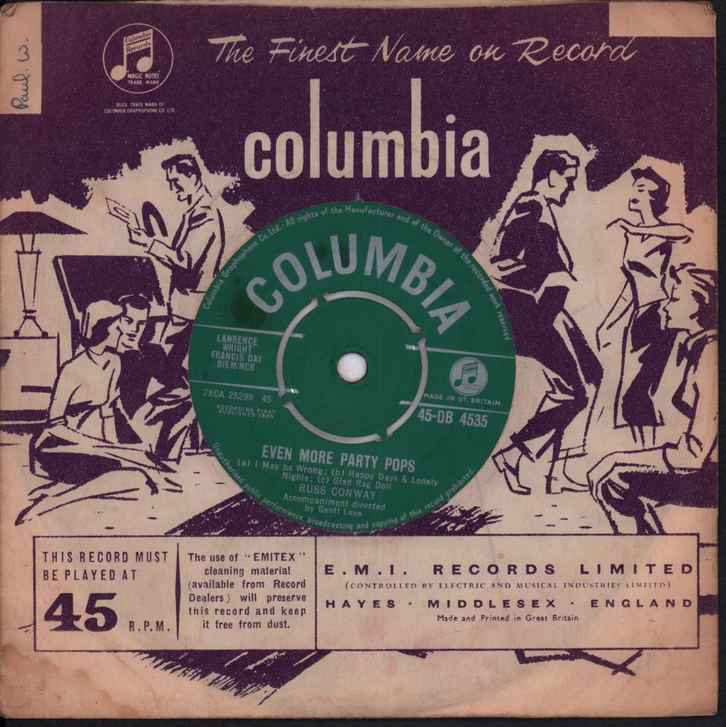 Russ Conway - Even More Party Pops - 7 Inch