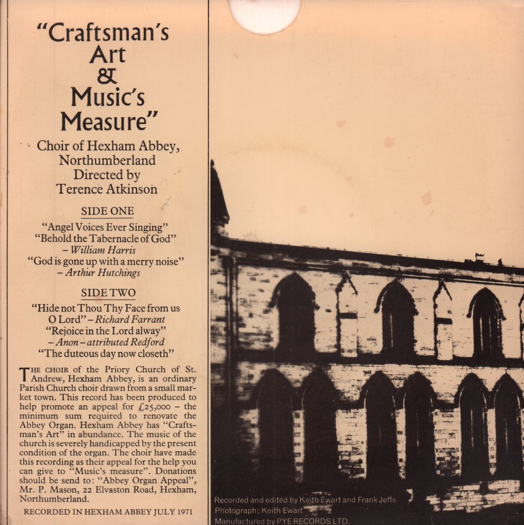 Choir Of Hexham Abbey northumberland - Craftsman's Art and Music's Measure - 7 Inch