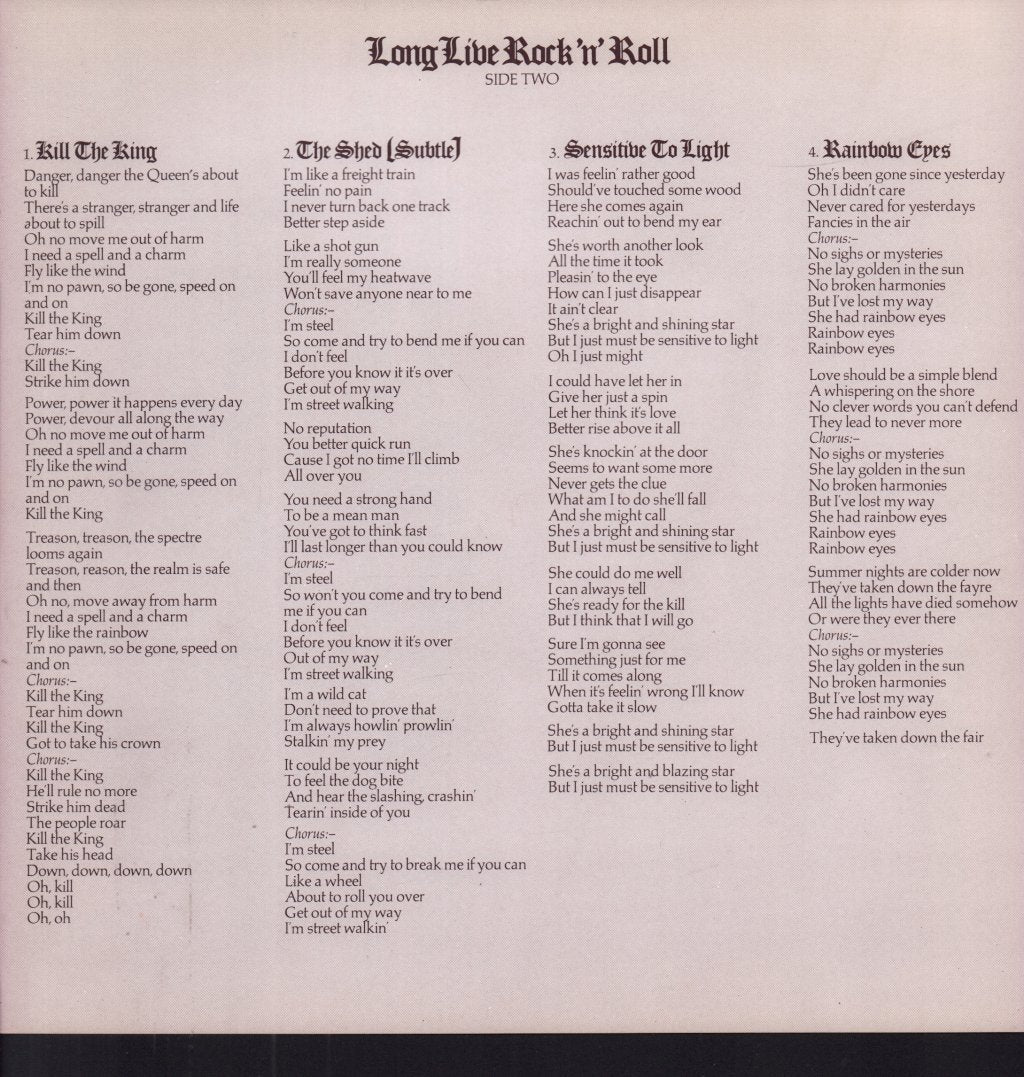 Rainbow (Rock/Metal Group) - Long Live Rock N Roll - Lp