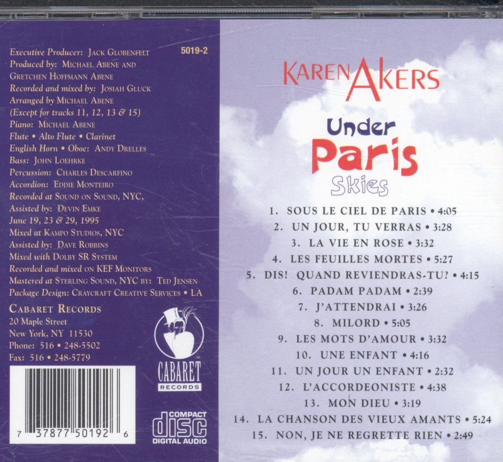 Karen Akers - Under Paris Skies - Cd
