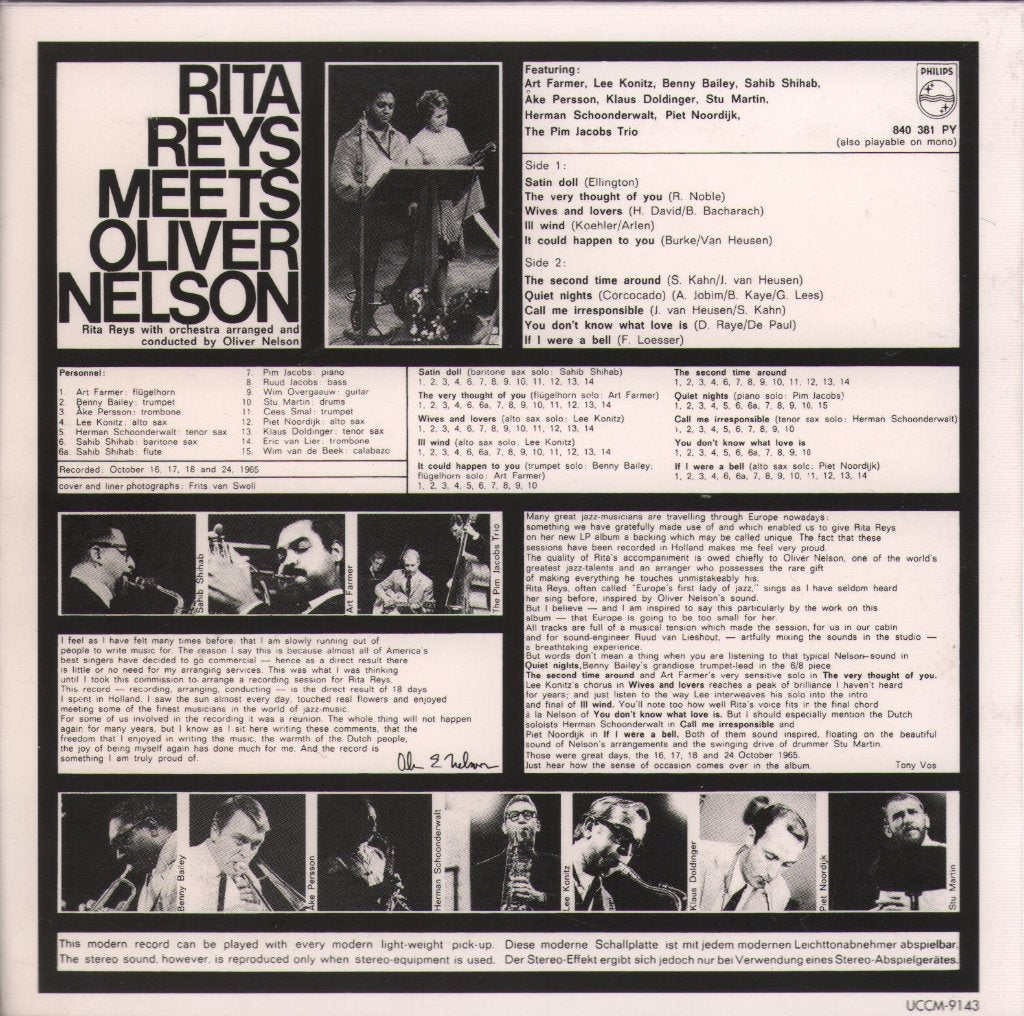 Rita Reys Meets Oliver Nelson - Rita Reys Meets Oliver Nelson - Cd
