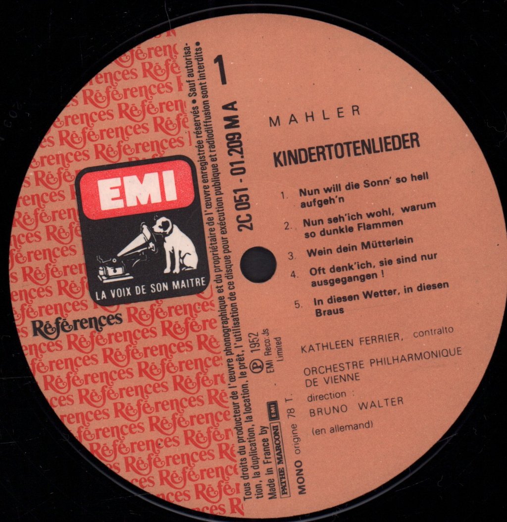 Kathleen Ferrier - mahler Kindertotenlieder - Lp