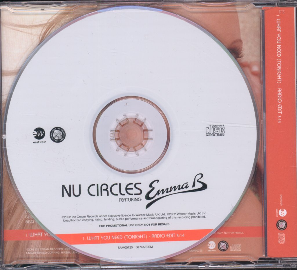 Nu Circles Featuring Emma B - What You Need (Tonight) - Cd
