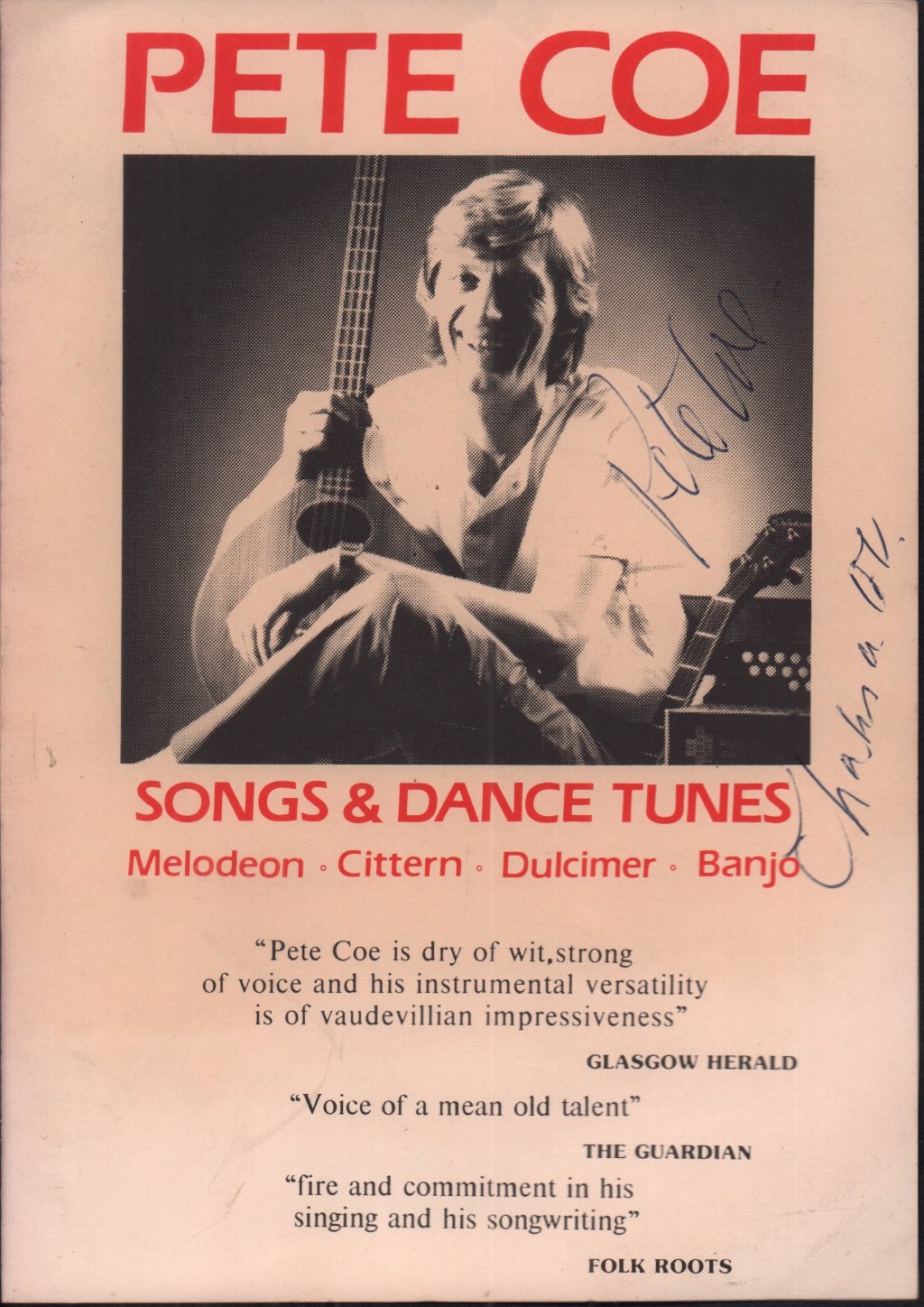 Pete Coe - songs & dance tunes - Pamphlet