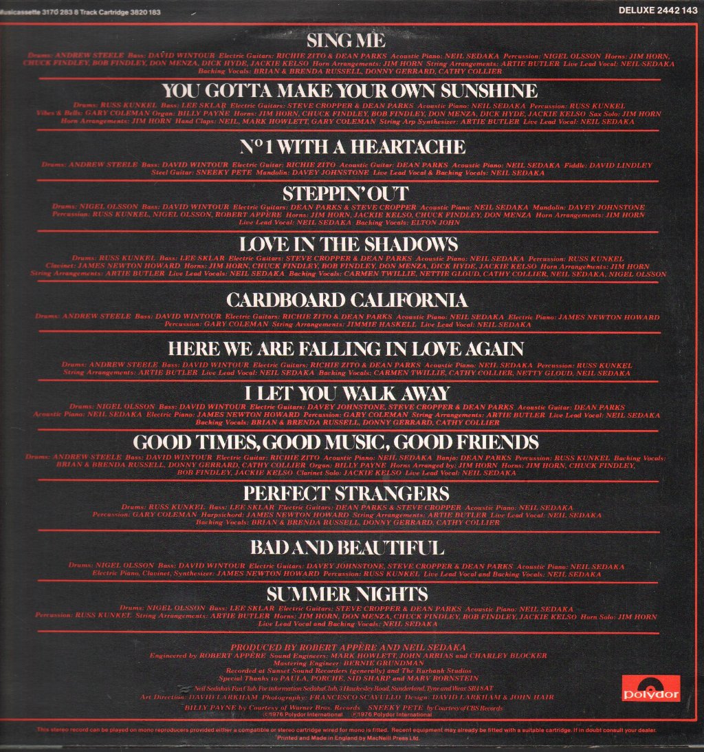Neil Sedaka - Steppin' Out - Lp