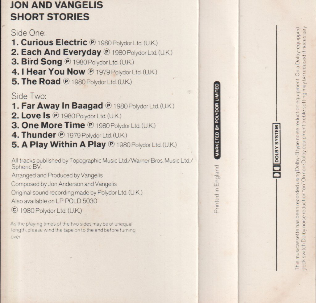 Jon & Vangelis - Short Stories - Cassette