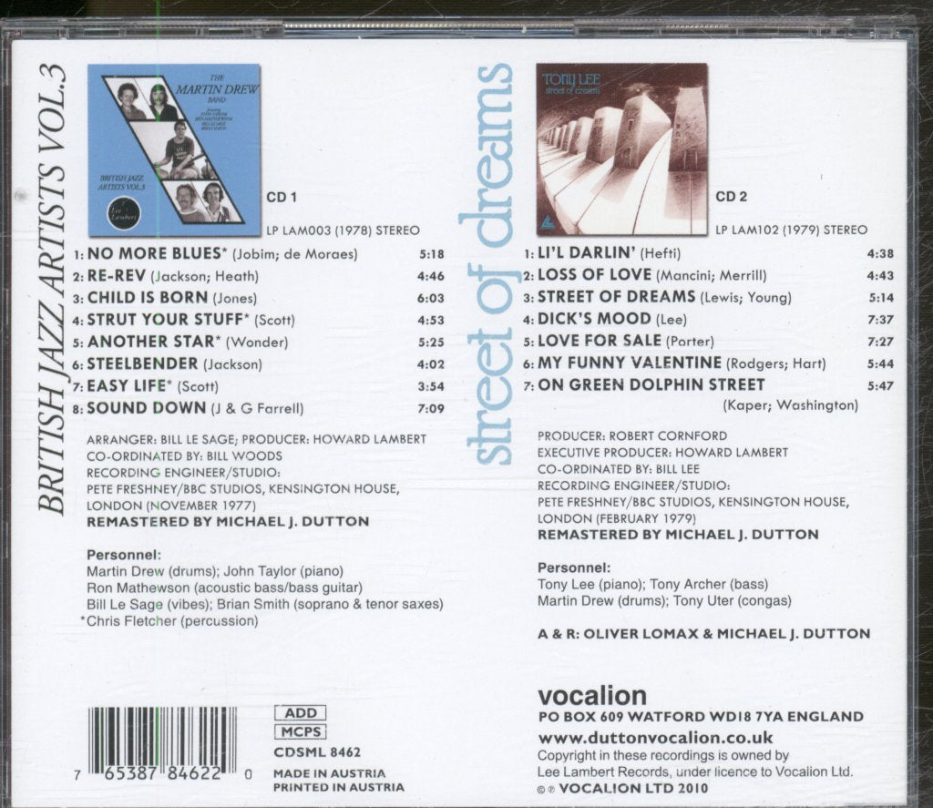 Martin Drew Band / Tony Lee - British Jazz Artists Vol. 3 / Street Of Dreams - Double Cd