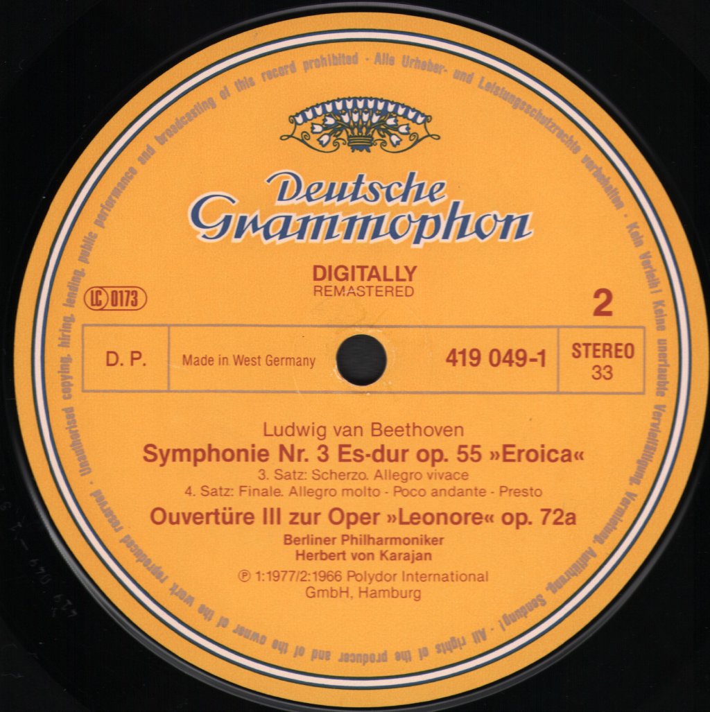 Herbert Von Karajan / Berlin Philharmonic Orchestra - Ludwig van Beethoven - Symphony No. 3 "Eroica" / Overture - "Leonore III" - Lp